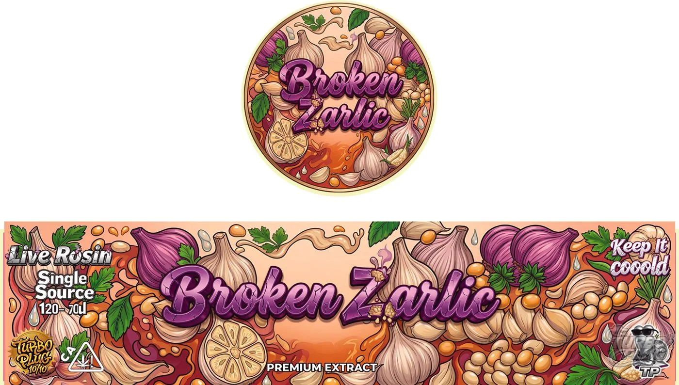 Broken Garlic — Lateral + tapa · lettering slime