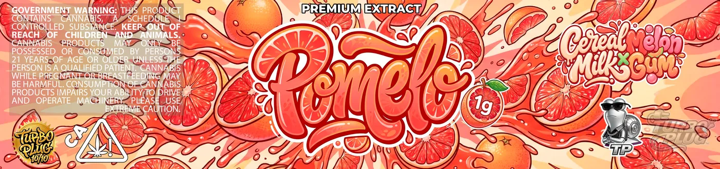 Pomelo — Script graffiti · lateral + tapa