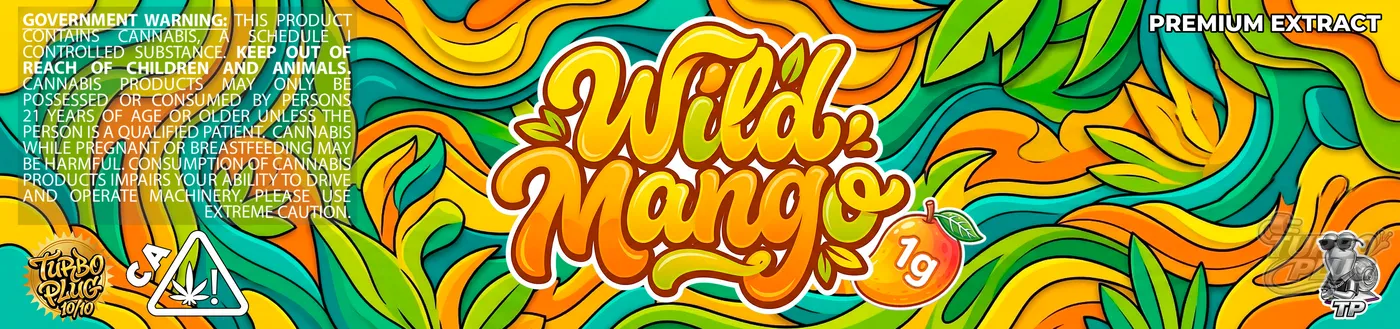 Wild Mango — Lettering bubble · patrón tropical